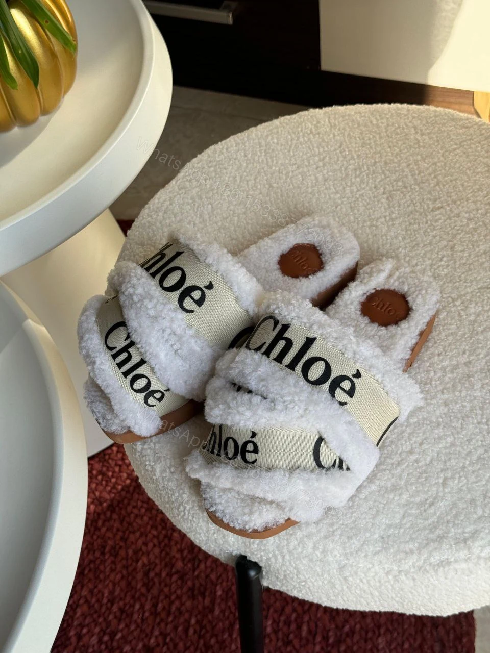 View 4 of Chloé Marcie faux fur mules & clogs
