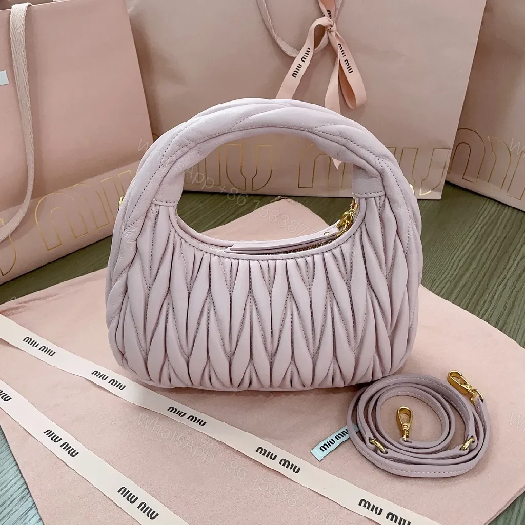 View 2 of Soft-Quilted Lavender Mini Bag: Luxury-Texture, Gold Hardware, Crossbody