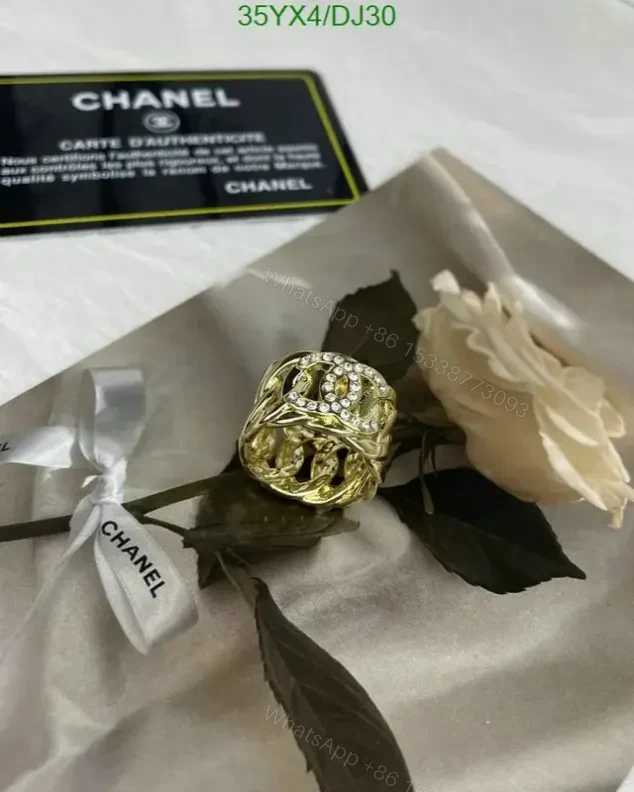View 4 of Chanel Dupe Gold Fashion Ring for Women DJ3 1:1 Mirror