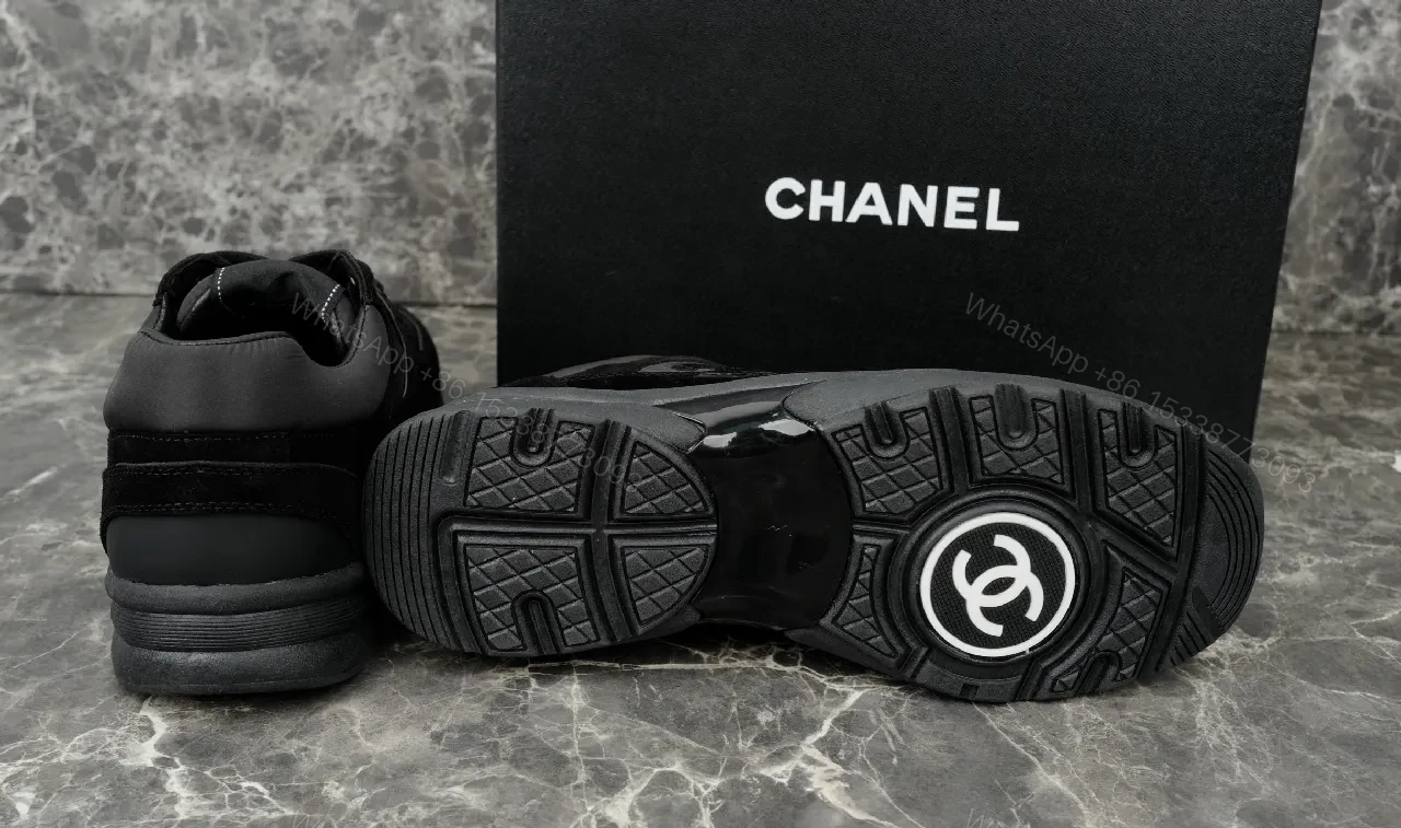 View 8 of Black Leather Velvet Low-Top Sneaker – Luxury Essentials