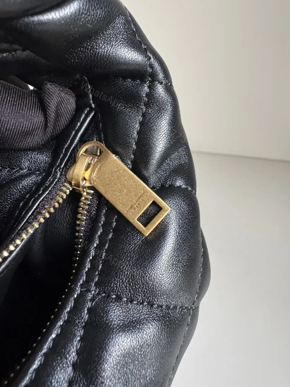 View 6 of Quilted Leather Handbag: Black with Gold Hardware Flair