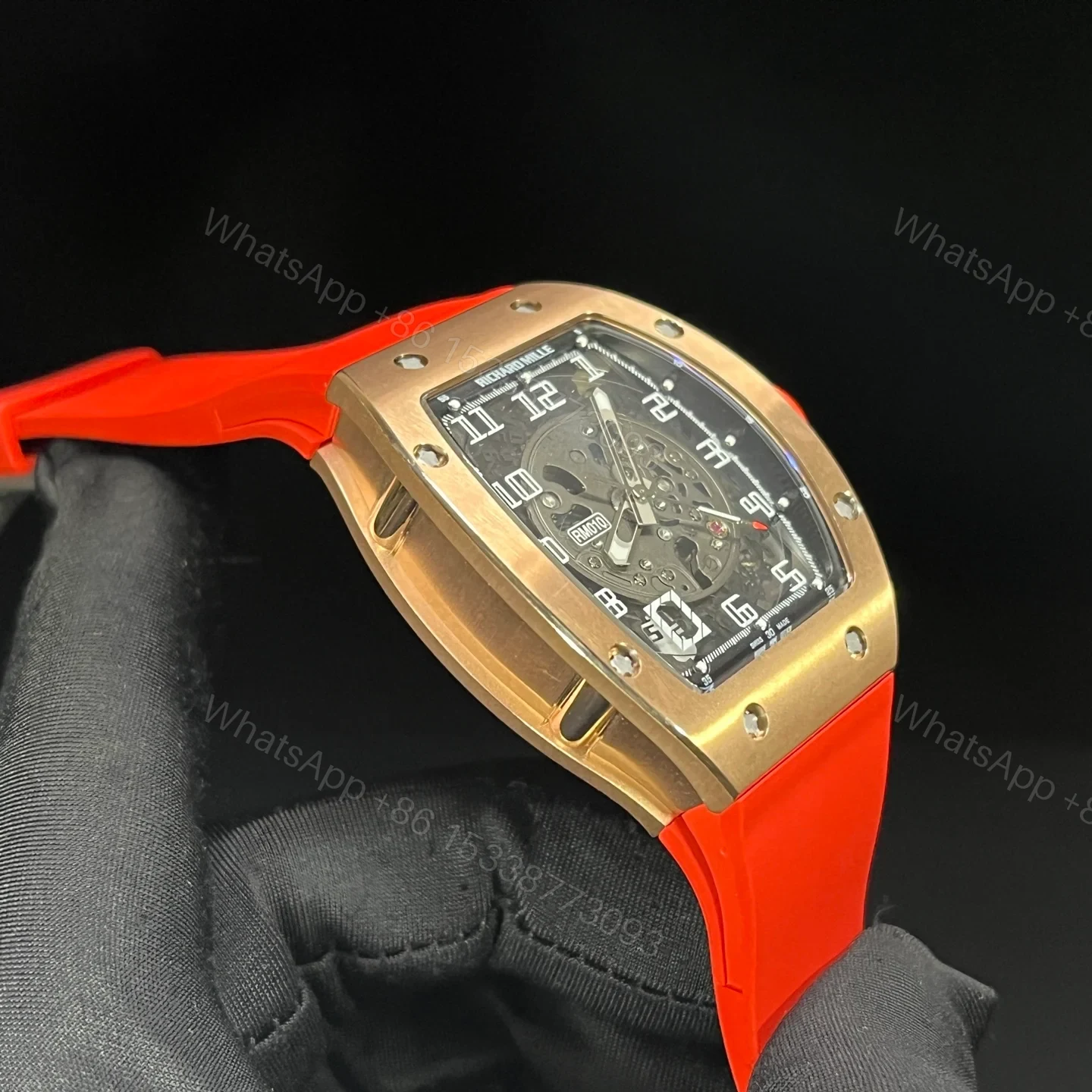 View 6 of Luxury Skeleton Automatic Red Strap Watch RM010-SKELETON-2026