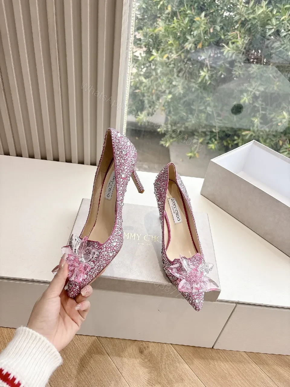 View 6 of Pink Crystal-Accent LV-Style Pumps