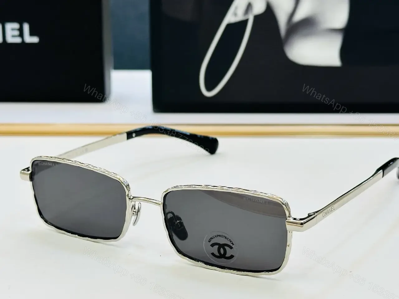 View 4 of Minimalist Luxe Square-Frame Sunglasses with UV400 Shield