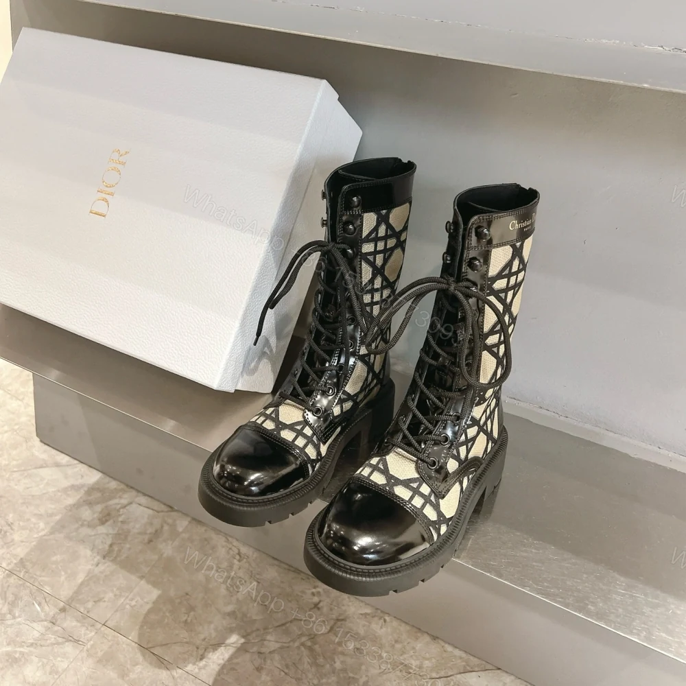 View 9 of 高仿Dior*D-Unit系列KDT135走秀款工裝中筒靴秋冬季卡其免檢版
