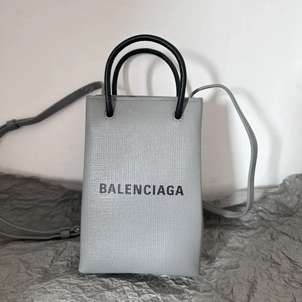 高仿Balenciaga迷你Tote包系列小牛皮灰色 — view 1