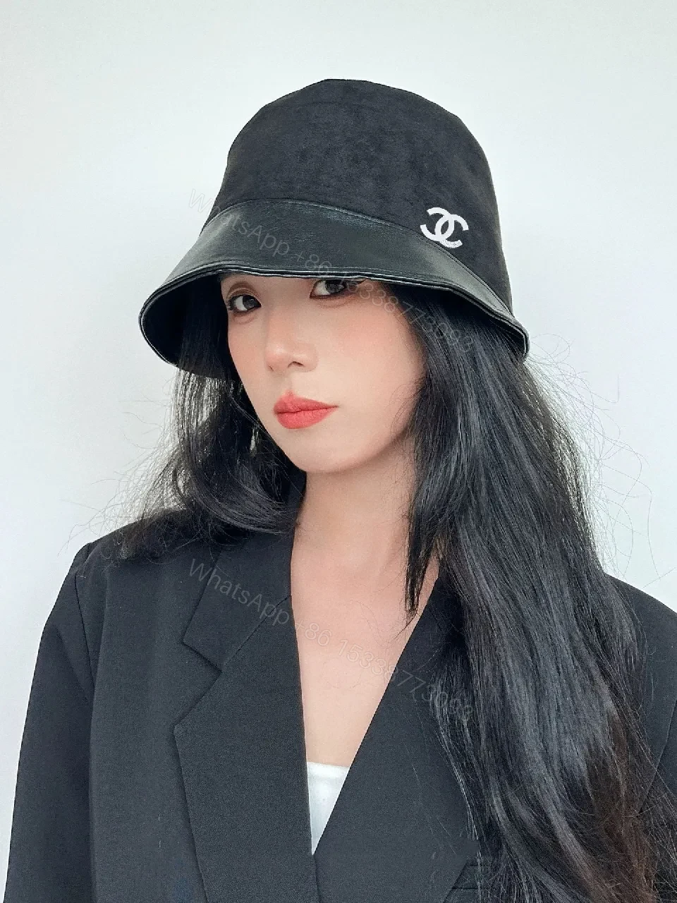 View 8 of Suede-Luxe Bucket Hat with Leather Band – Modern Chic Minimalist Cap