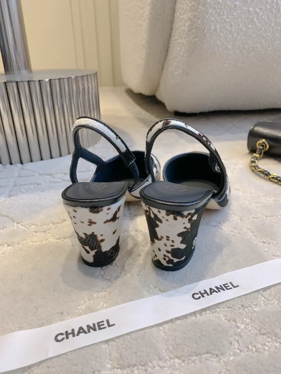 View 2 of Textured Animal Slingback Heels – Luxe, Open-Back, Block Heel