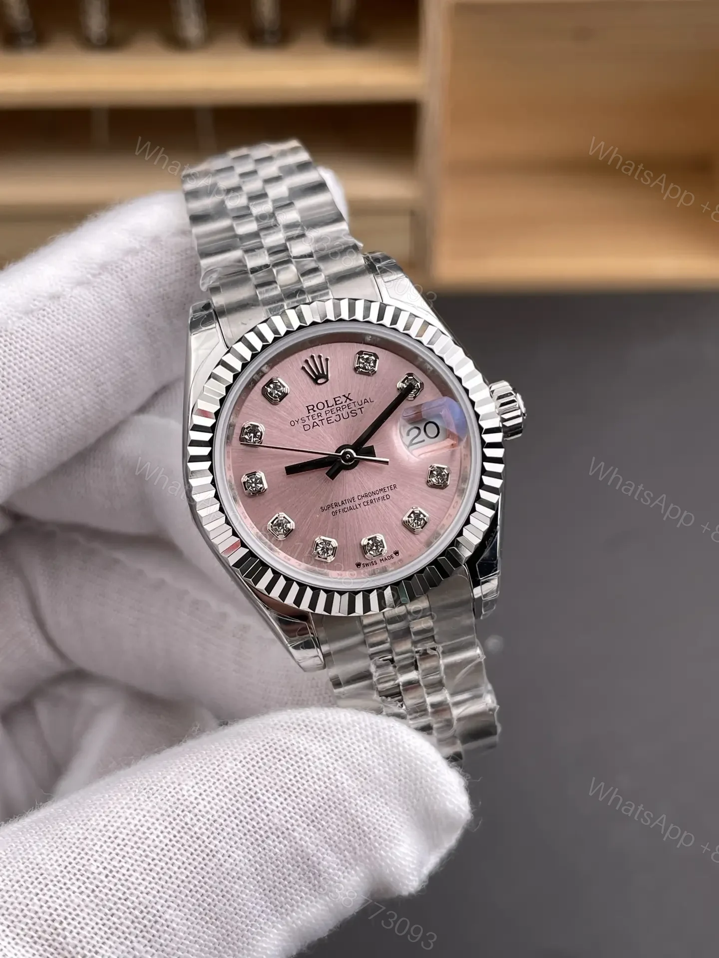 View 2 of Rolex Datejust 28mm Pink Diamond Dial Automatic Watch RLX-DJ-28-PNK-DIA-2671