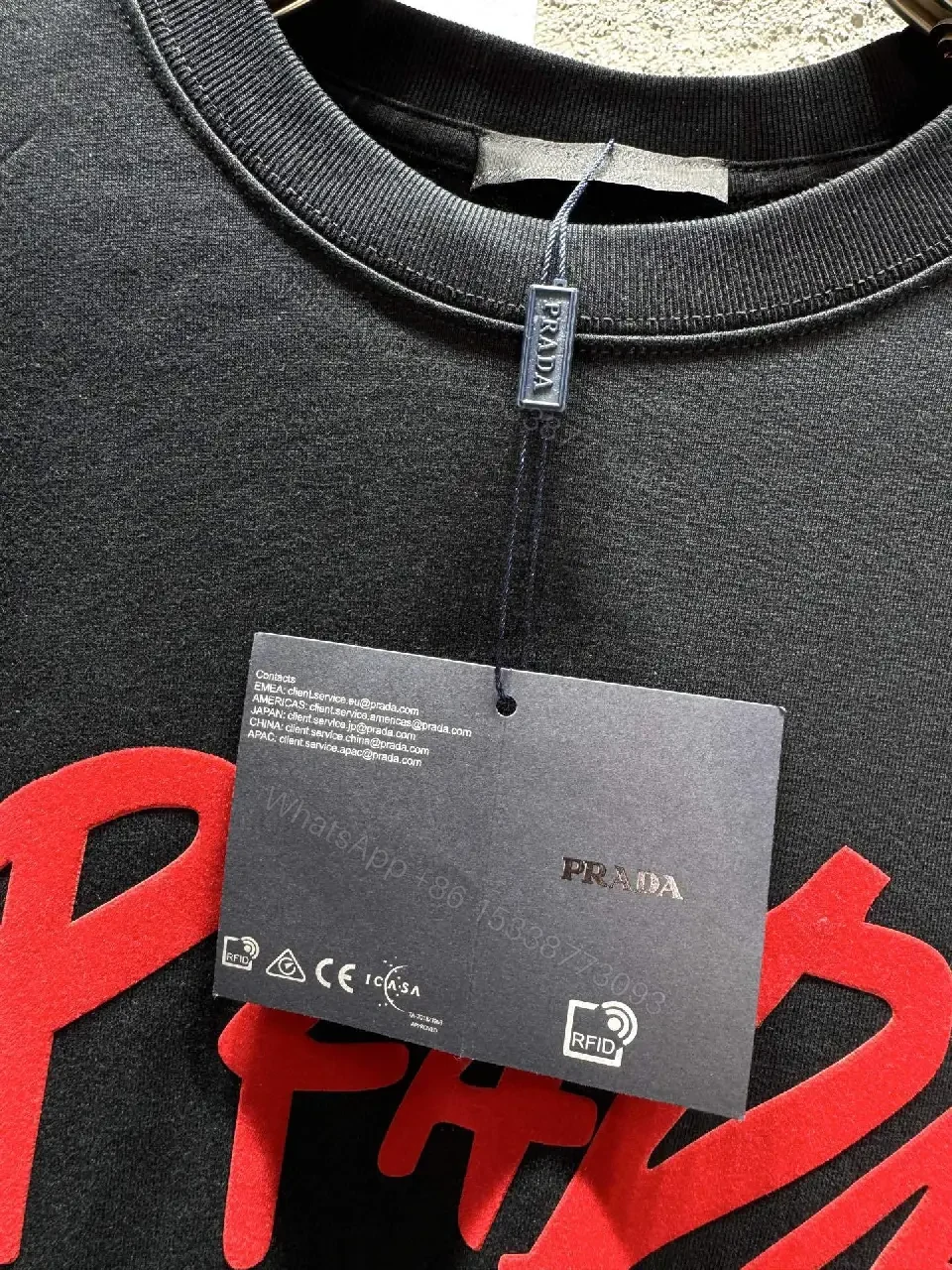 View 2 of Bold Red Logo Tee - Premium Cotton Crewneck Shirt