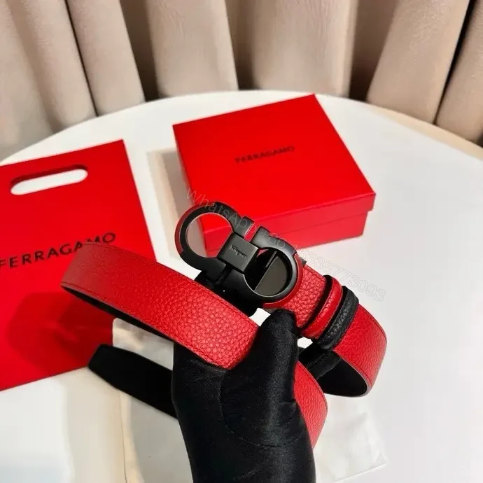 View 5 of Black Pebbled Leather Belt with Signature Double-Gancini Buckle