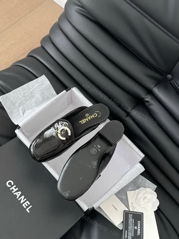 View 5 of Chic Patent Leather Mules â€“ Chanel-Inspired, Slip-On Luxury