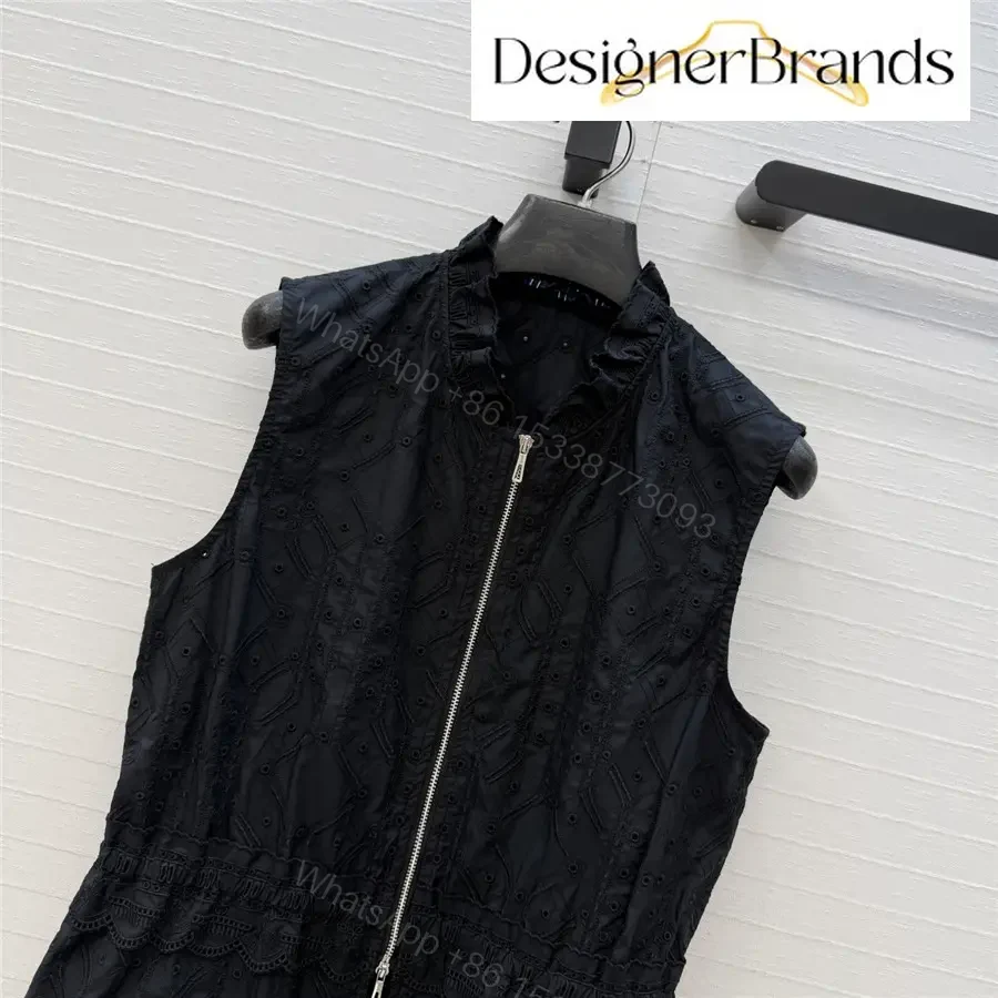 View 2 of Hermes Black Sleeveless Embroidered Top