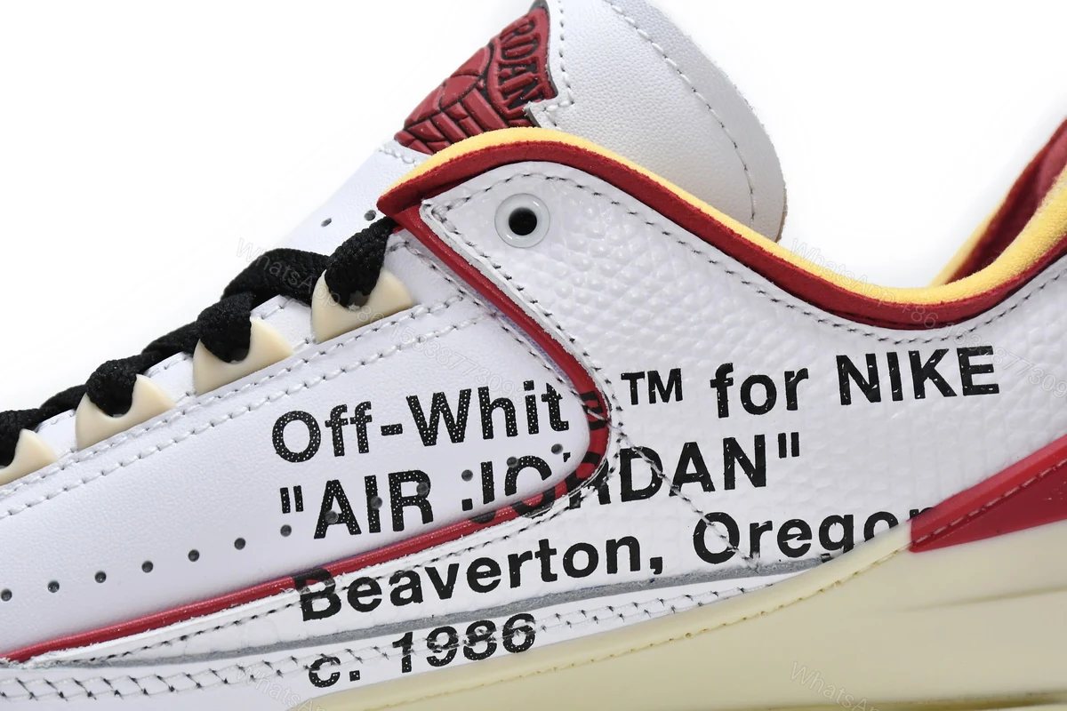 View 7 of Off White x Air Jordan 2 Retro Low SP White and Varsity Red DJ4375-106