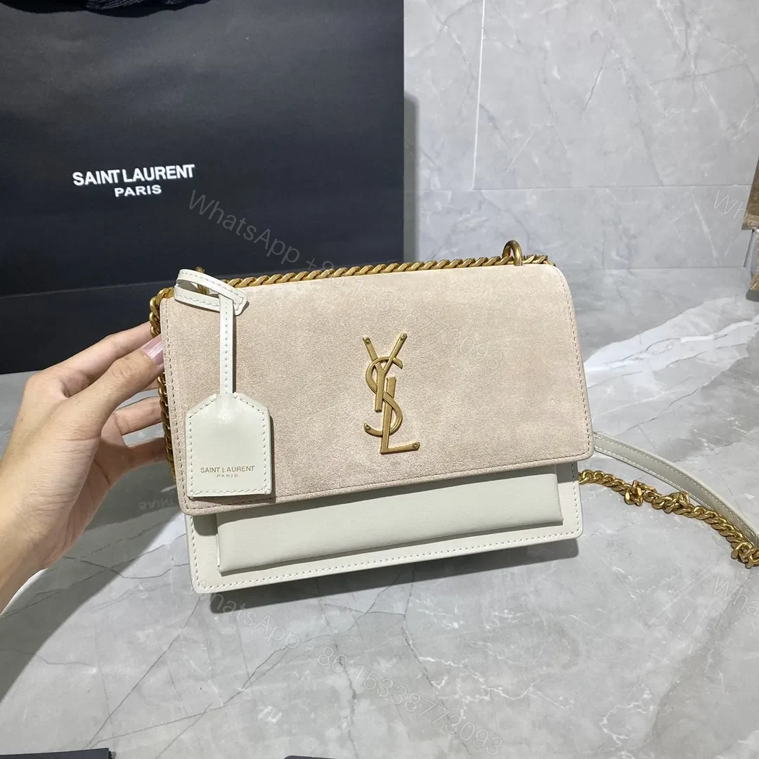 View 3 of Saint Laurent Sunset Shoulder Bag ‘Sea Salt’