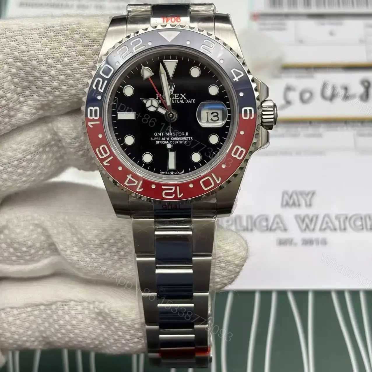 View 3 of Replica Super Clone Pepsi Rolex GMT Master 2
