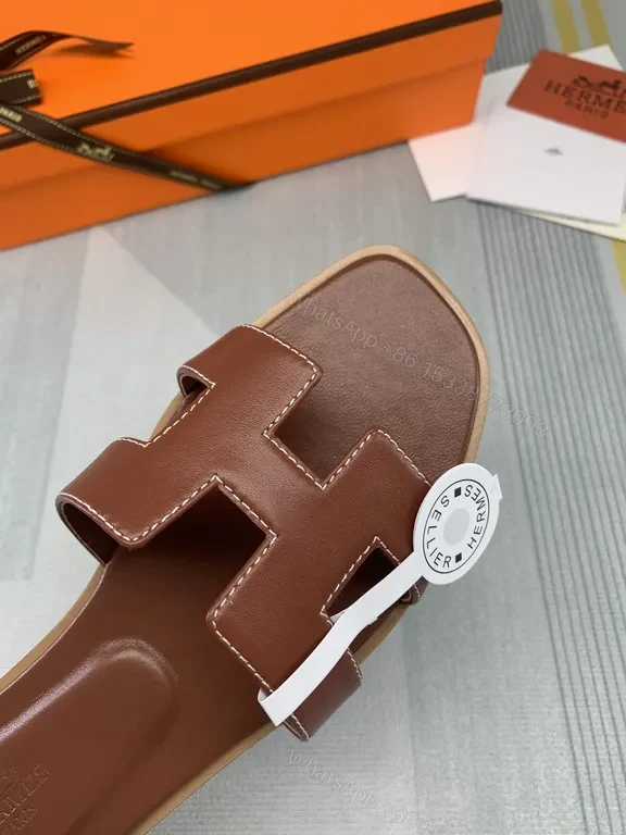 View 5 of HermÃ ̈s Oran Leather Sandals: Signature H Straps Comfort