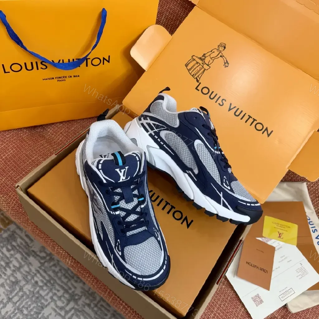 View 9 of Navy Mesh Tech Athletic Sneakers with Louis Vuitton Styling
