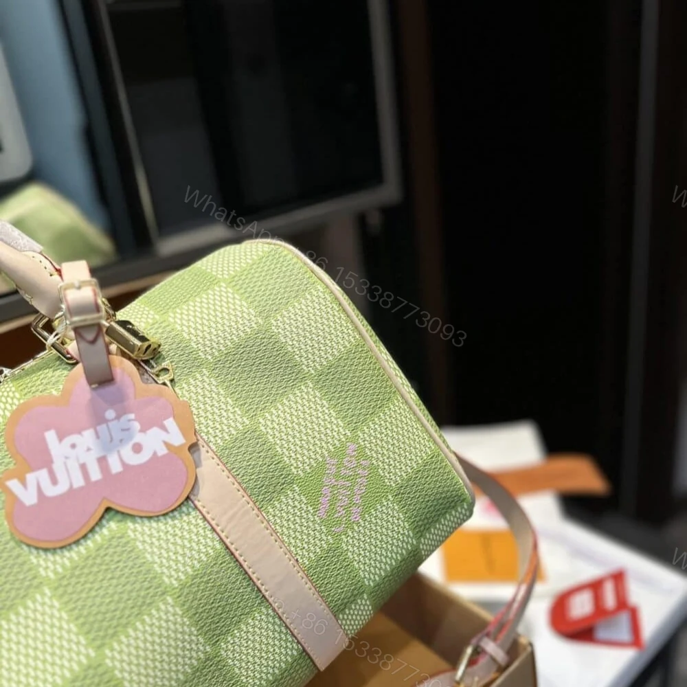 View 3 of Louis Vuitton Keepall Bandoulière Damier Canvas Green 35Cm N40671