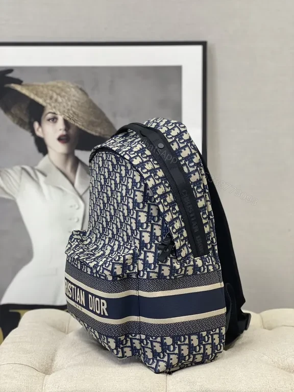 View 7 of Navy Dior Monogram Backpack: Luxe Everyday Carry
