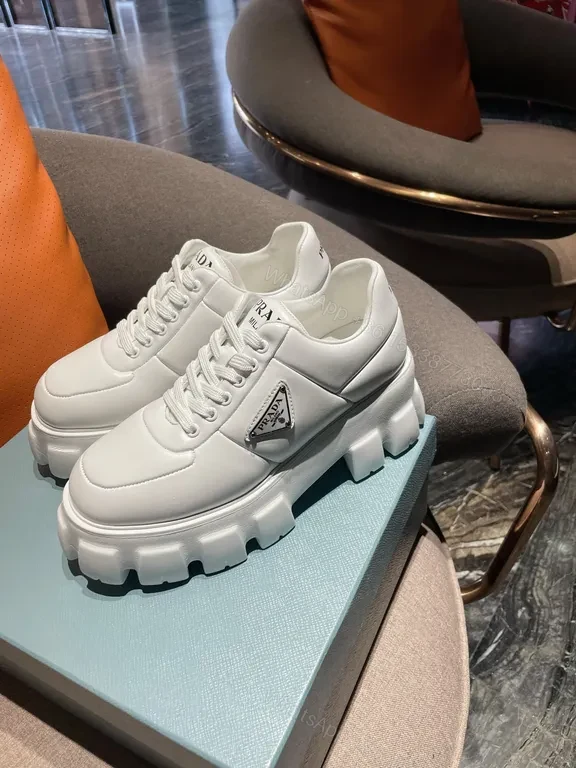 View 6 of Prada Milano-Inspired White Luxe Sneakers, Premium Leather