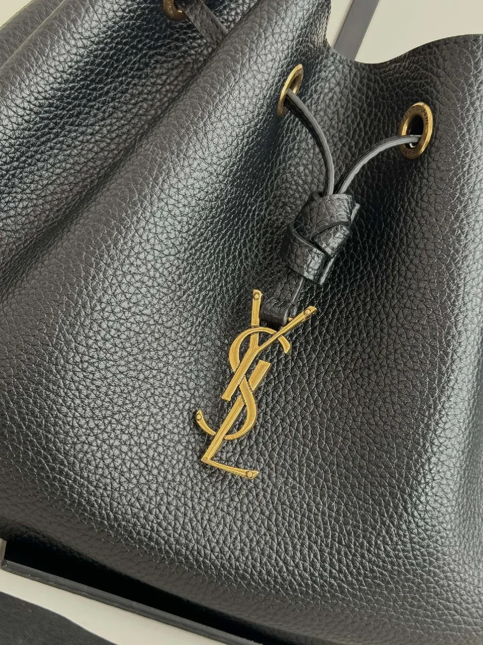 View 8 of Chic Pebbled Leather Hobo Bag with Gold Accents