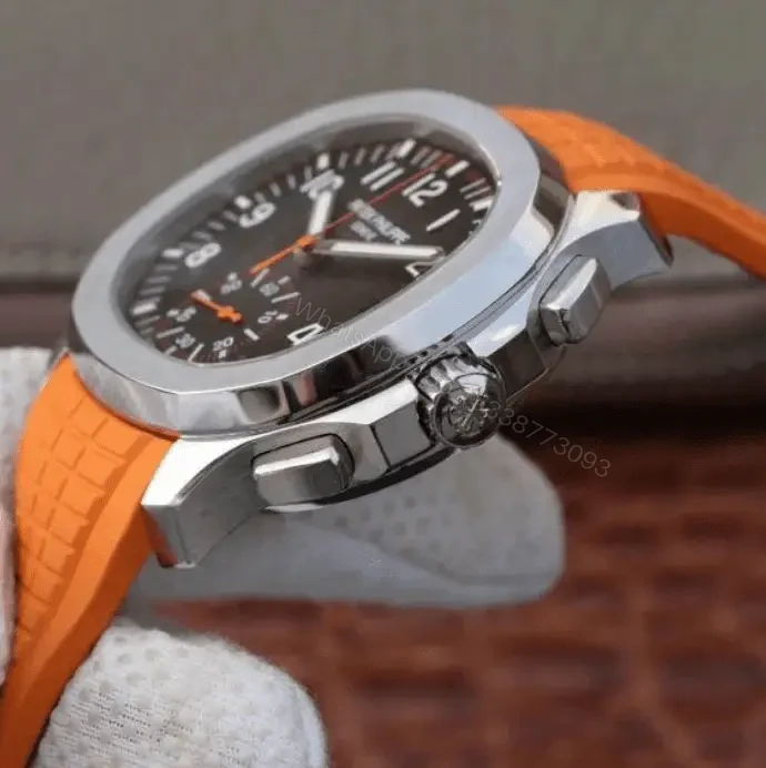 View 5 of Replica Aquanaut Chronograph Orange Rubber Strap