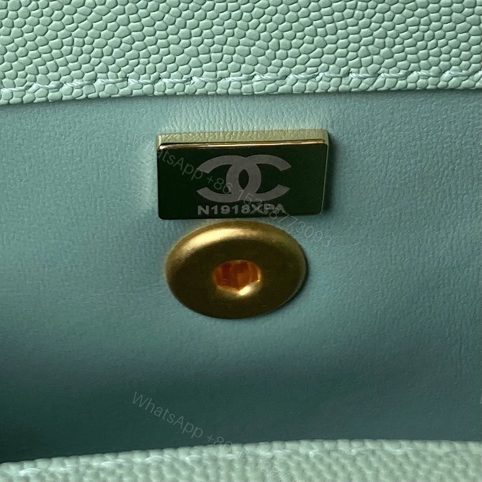View 3 of Chanel Coco Pastel Blue Handbags With Lock Gold 24cm