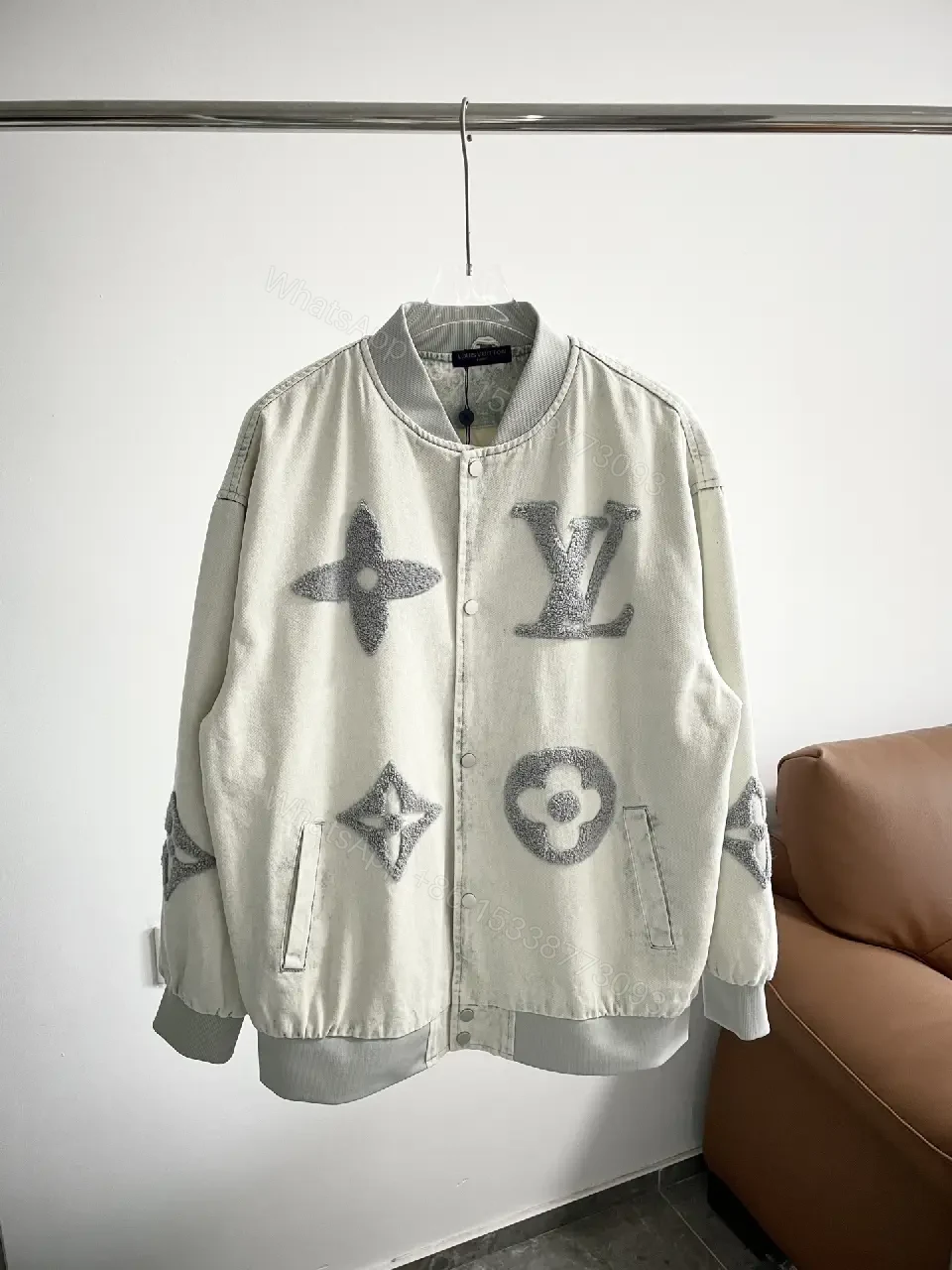 View 4 of Monogram Knit Bomber Jacket, Luxe Casual Modern Edge