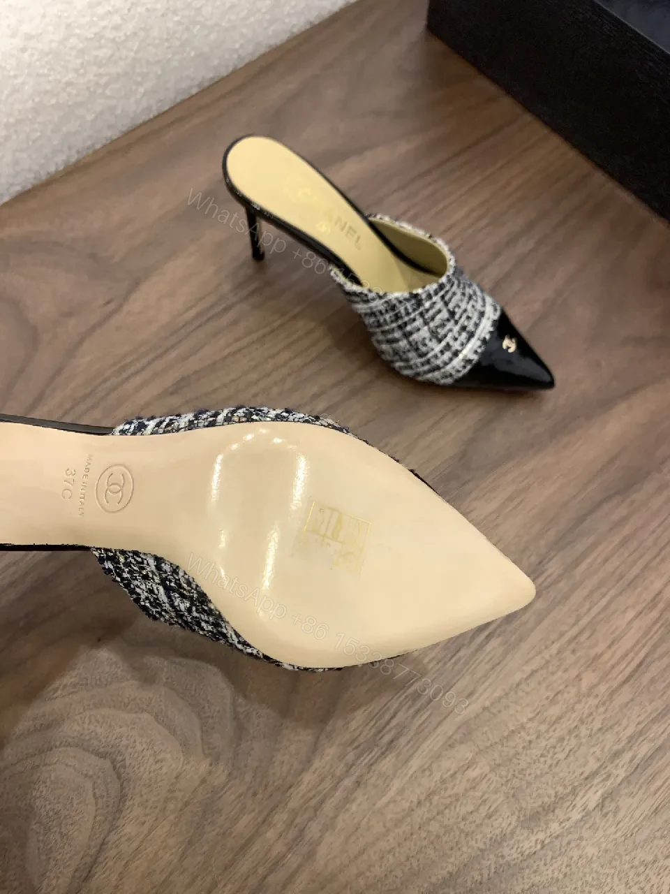 View 6 of Textured Tweed & Patent Mule – Modern Sophistication, All-Day Comfort