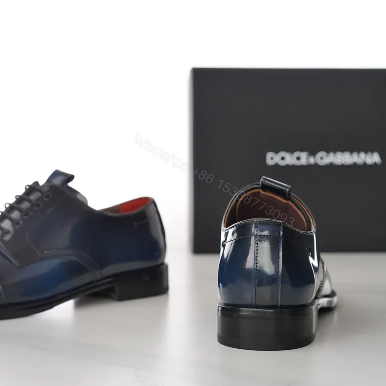 View 3 of Navy Patent Monk Strap Oxford by Dolce & Gabbana