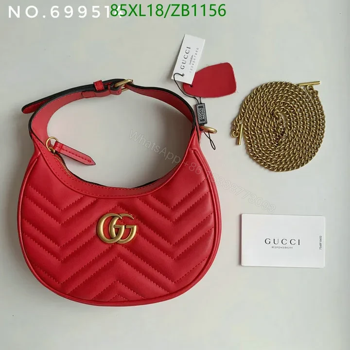 View 4 of GG Marmont Mini Half-Moon Bag Black Gucci Imitation GHM4953