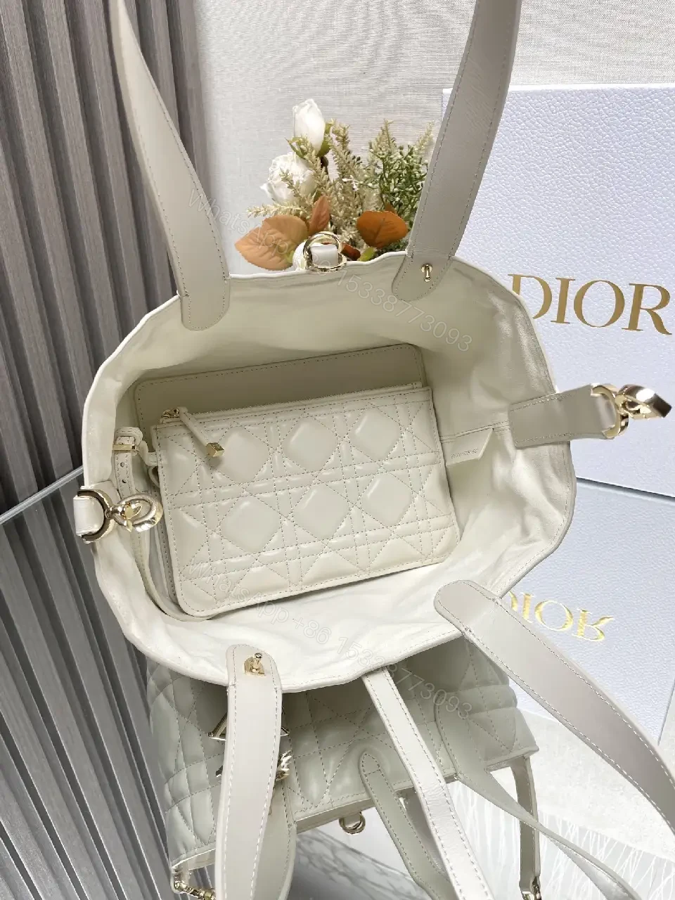 View 4 of Quilted Mini Bag - Gold Charm, Crossbody + Top Handle