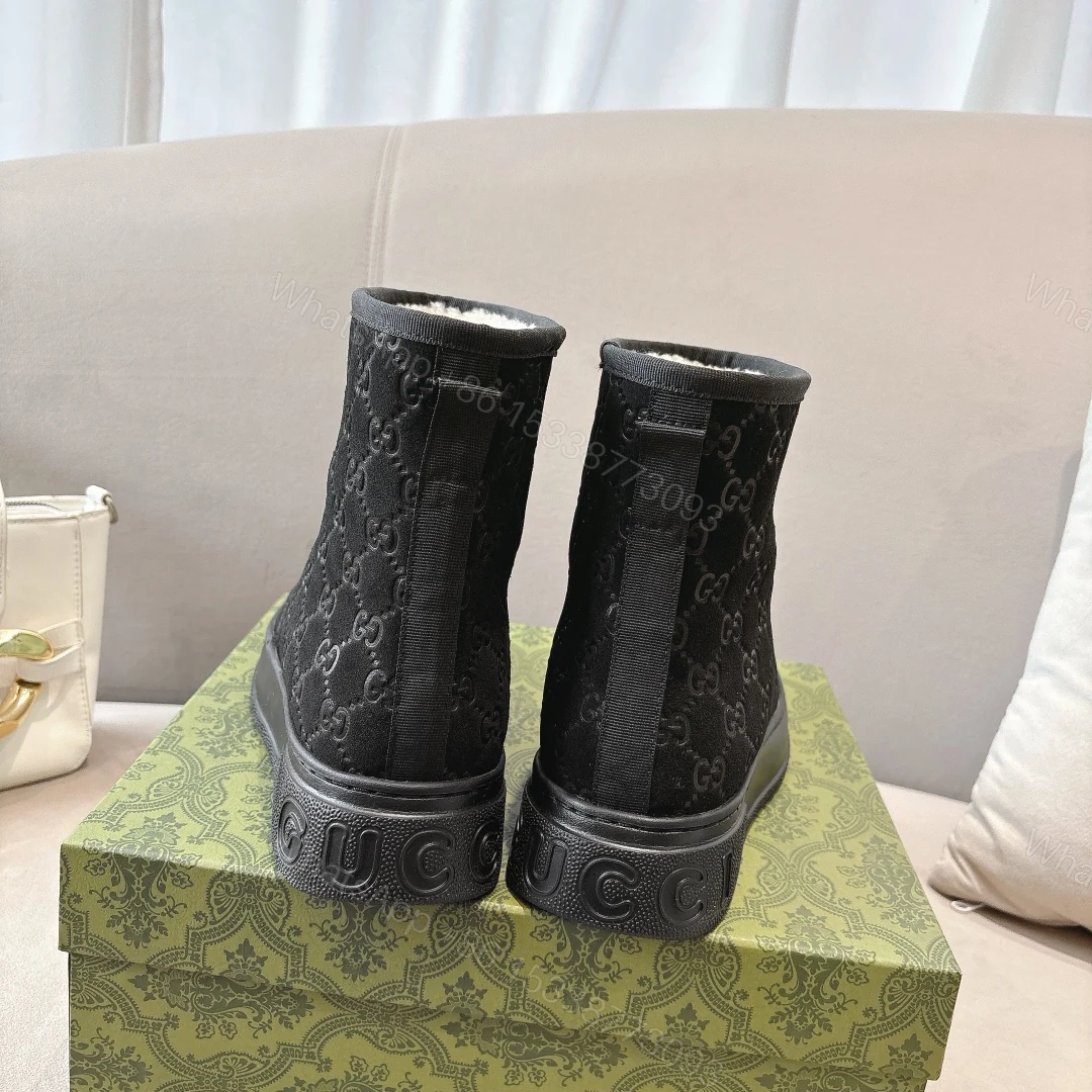 View 6 of GUCCI WOMEN’S BOOT GG SUDE CANVAS BLACK