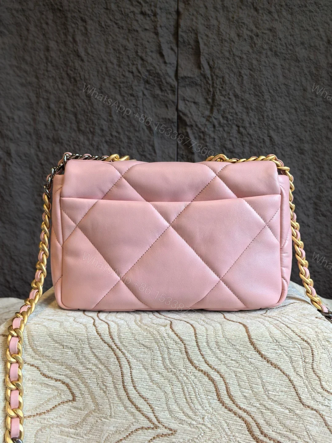 View 2 of CHANEL 19 Small Bag in Pink Gold Hardware