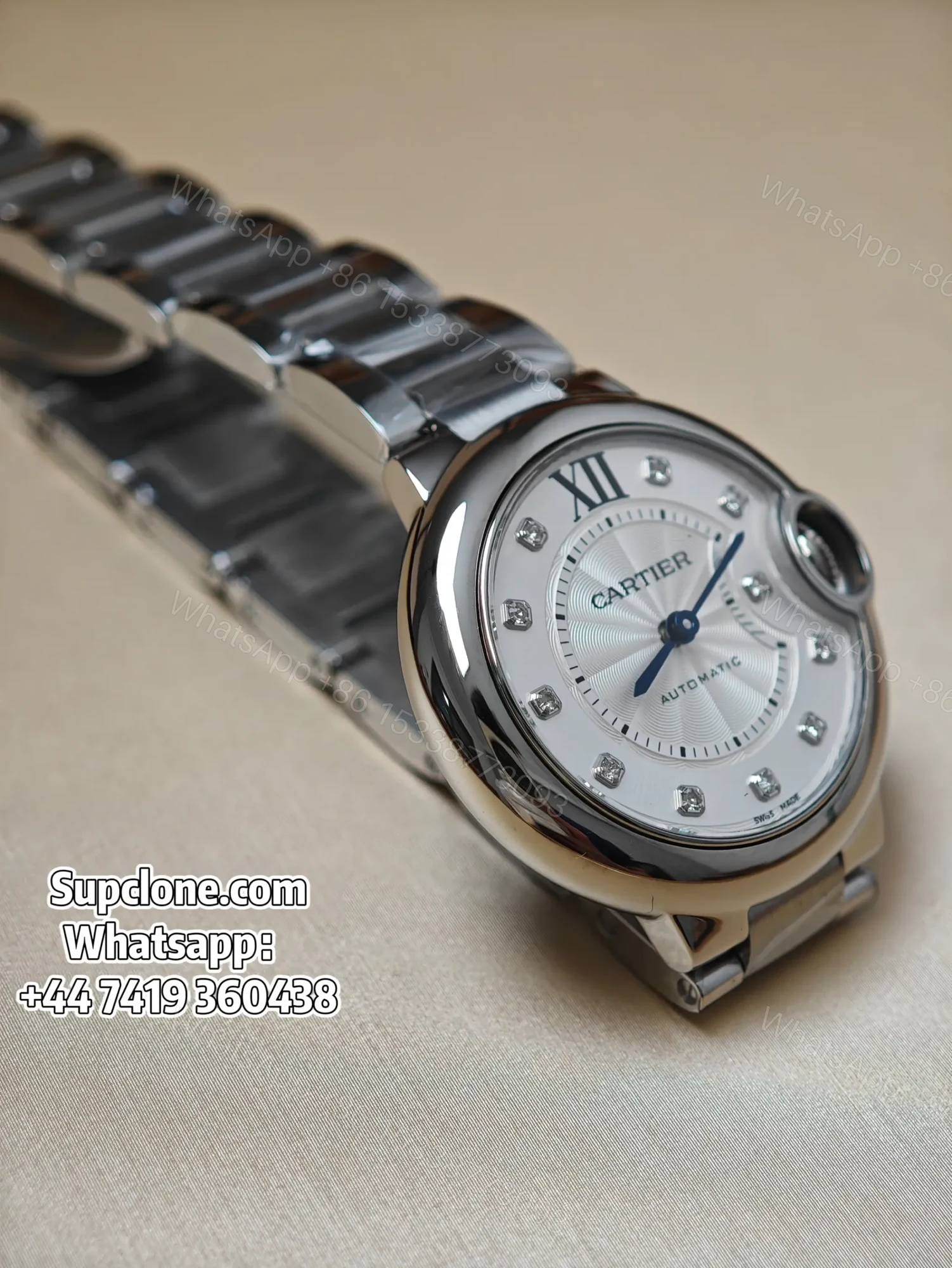 View 8 of Cartier Ballon Bleu 28mm WE902073 Super Clone Silver Plated Dial