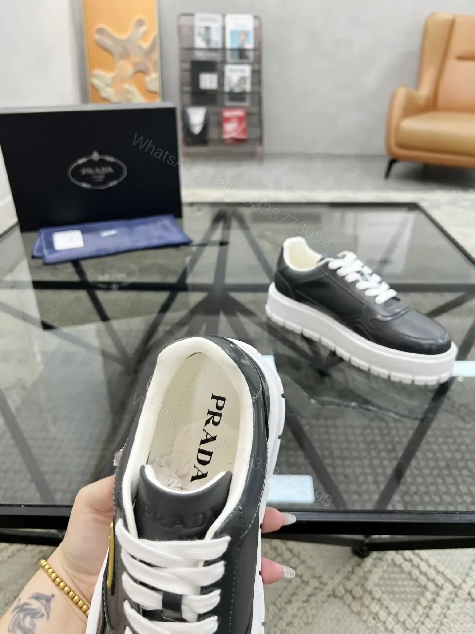 View 8 of Dark Leather Chunky-Sole Sneakers: Modern Luxury, All-Day Comfort