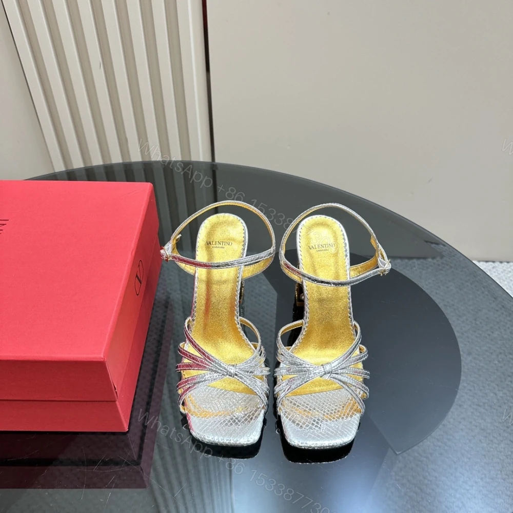 高仿Valentino*6W2S0LQ水鑽高踭鞋金銀色9CM免檢版 — view 1