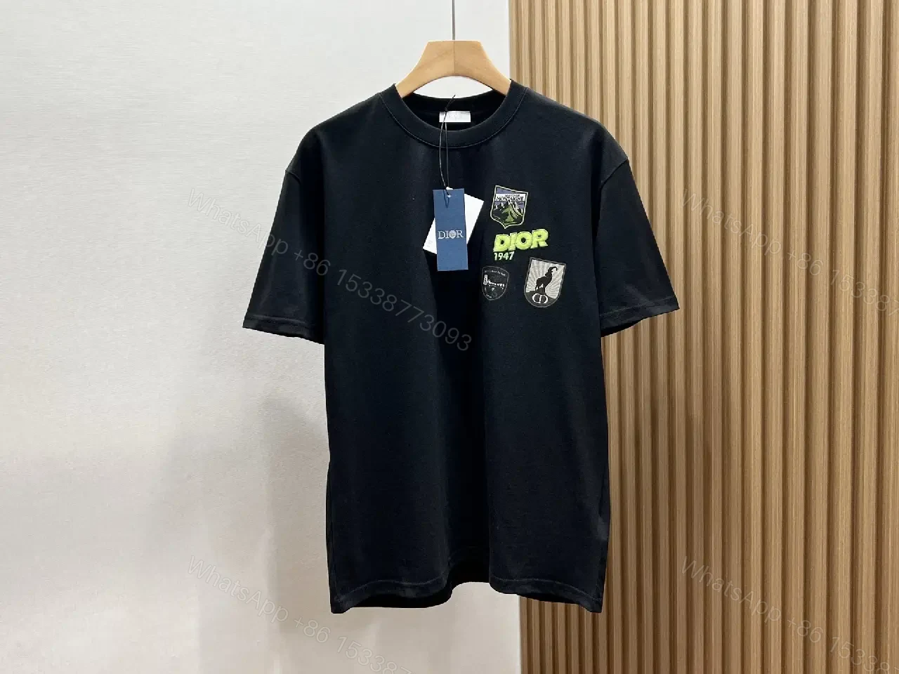 View 3 of Neutral Patchwork Tee: Designer-Emblem Graphic Essential