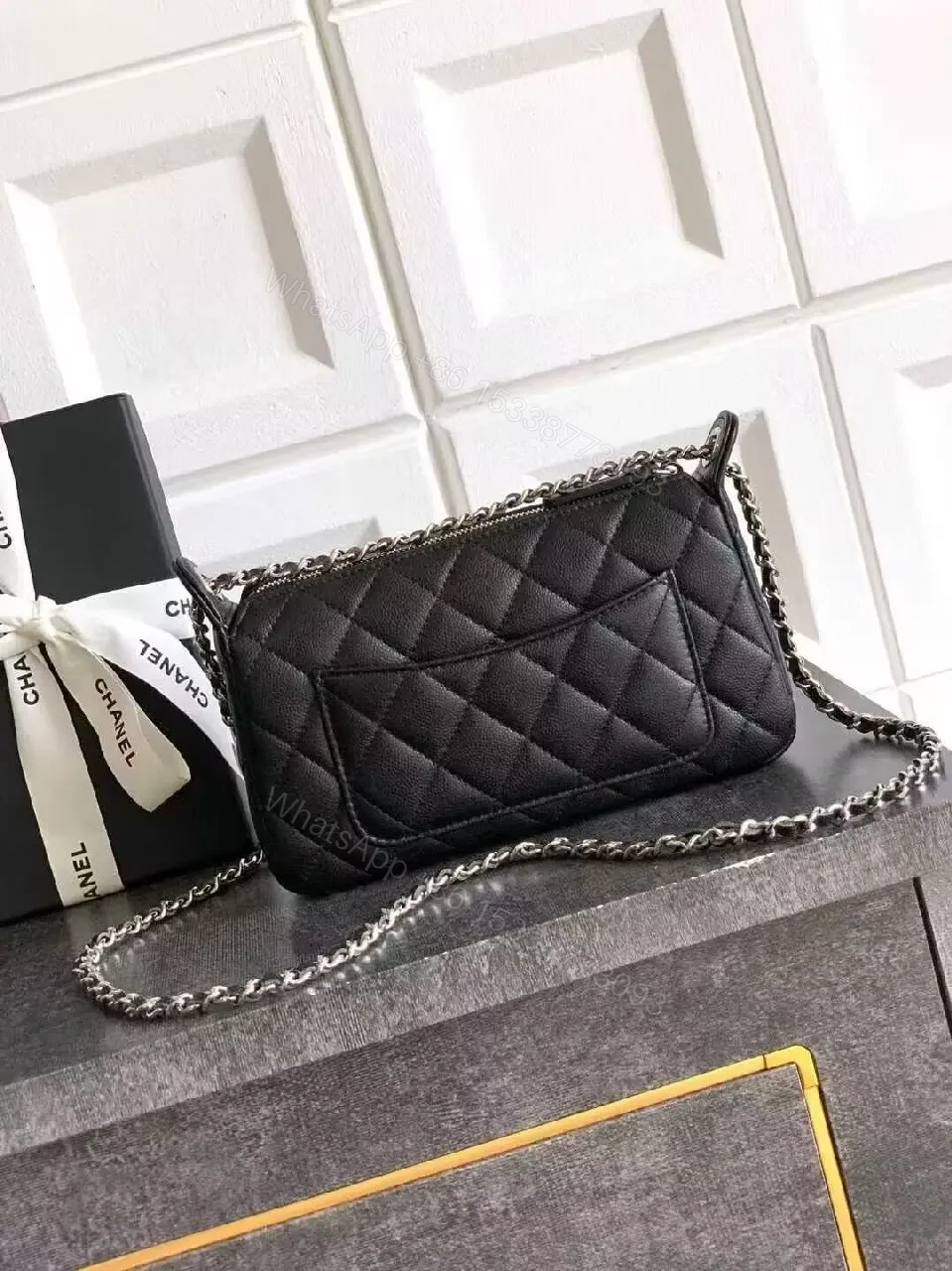View 4 of Chic Quilted Leather Crossbody Bag - Iconic CC Hardware