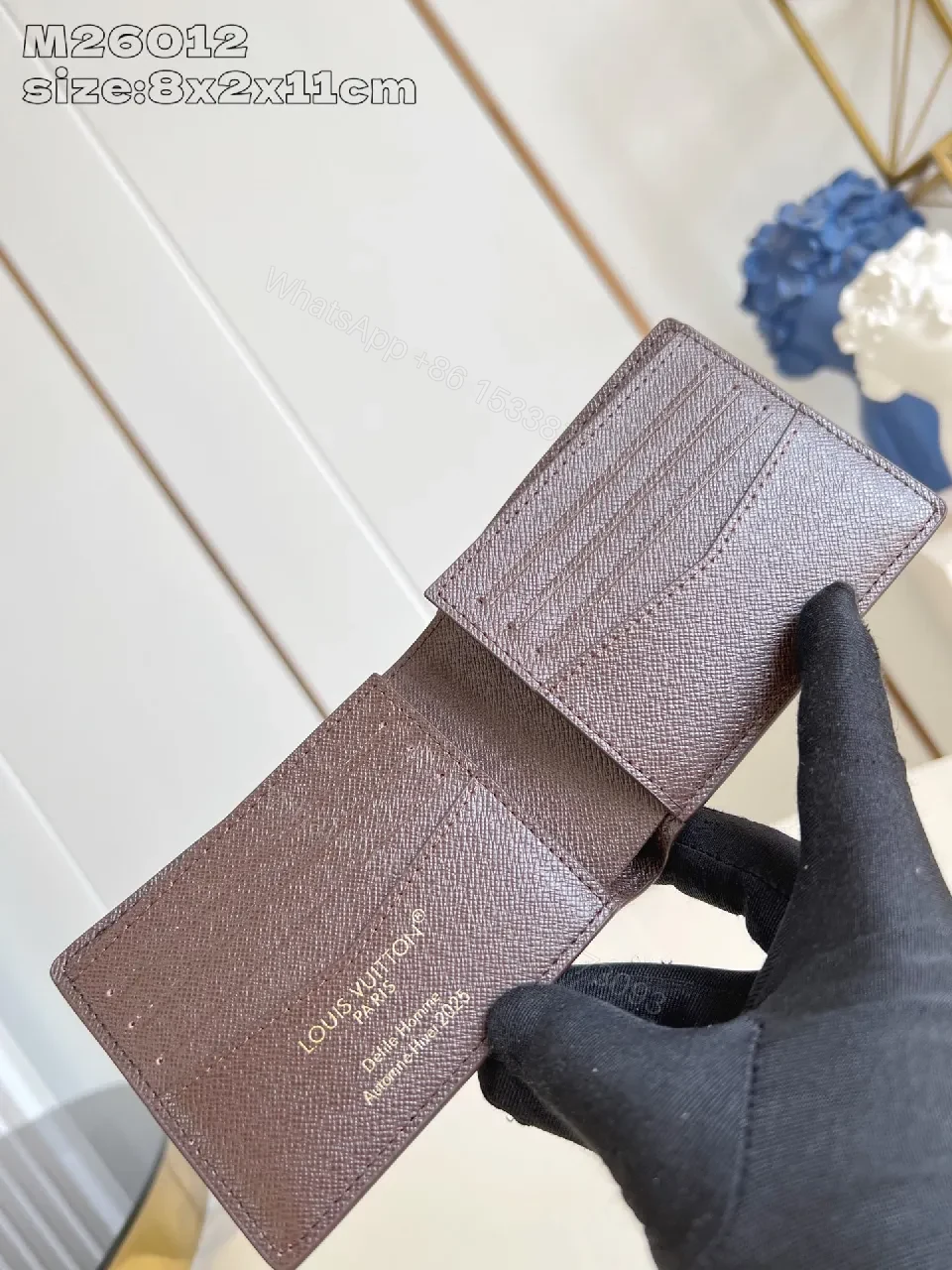 View 2 of Compact Luxe Wallet with Monogram Pattern Luxury Wallet, Two-Tone