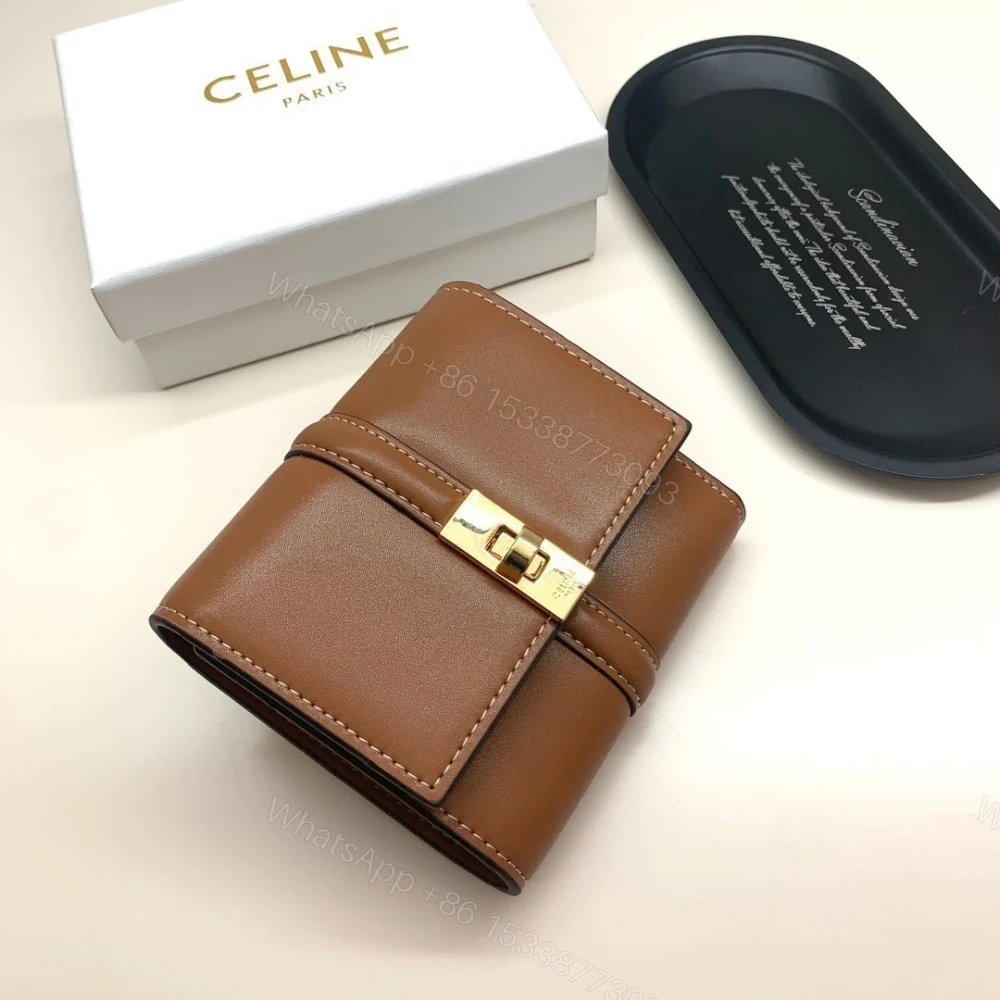 View 3 of CELINE SMALL TRIFOLD WALLET 16 IN SATINATED TAN 11CM 10F523CQ7 04LU