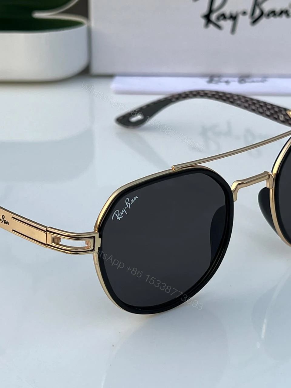 View 6 of Ray-Ban Aviator Gold-Black Sunglasses