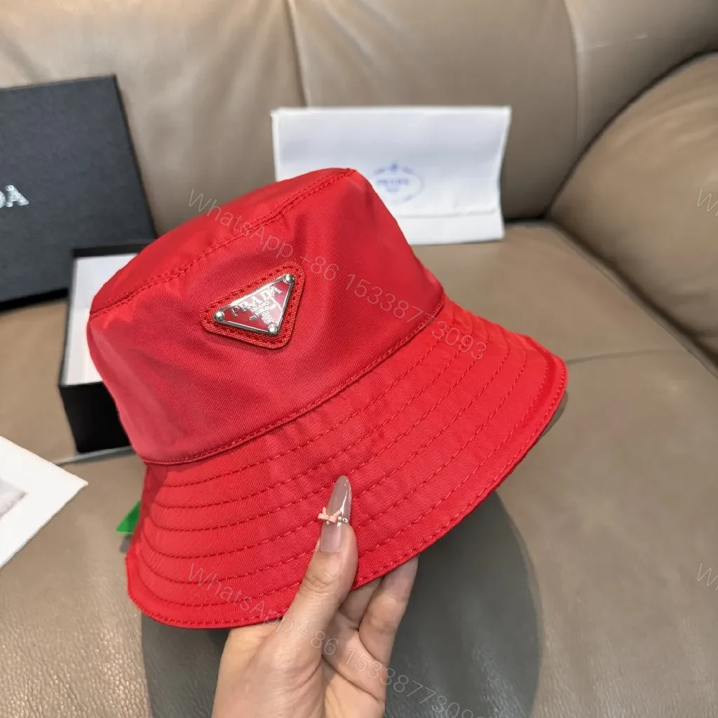 View 5 of Red Bucket Hat with Luxe Hardware, Structured Style