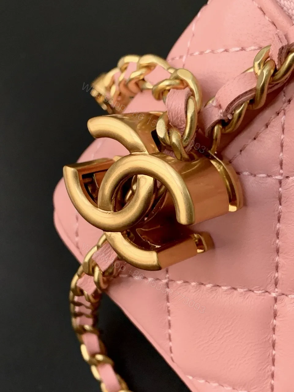 View 4 of Pink Quilted Camera Bag — Gold Hardware, Luxe Mini Satchel