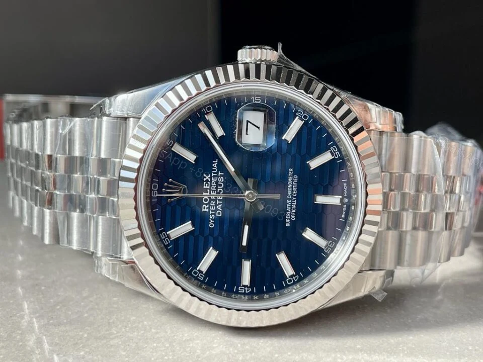 View 6 of VSF Factory 1:1 Rolex Datejust 41mm 126334 904L SS Fluted Bezel Patterned Blue MOTIF Dial VS3235