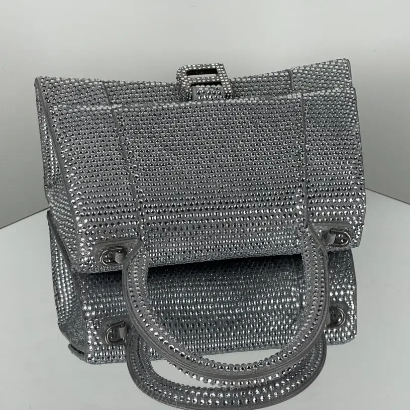 View 4 of 高仿Balenciaga*Hourglass系列沙漏包滿鑽銀色S