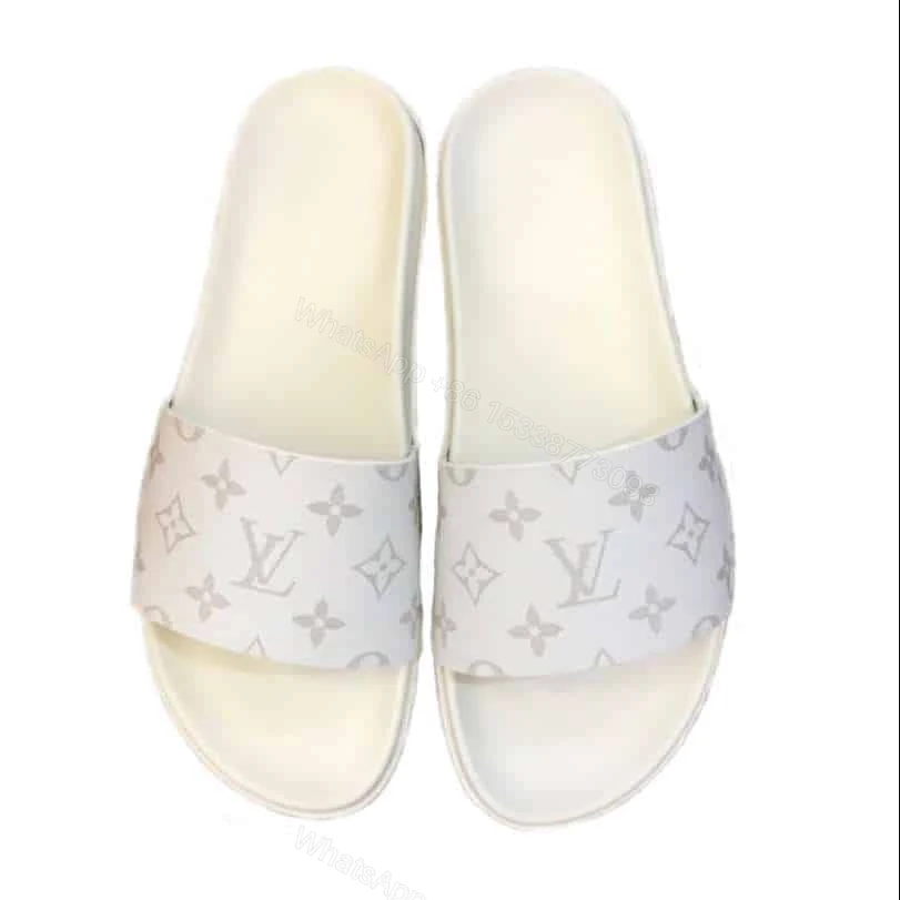LOUIS VUITTON WHITE MONOGRAM SLIDES – LVS43 — view 1
