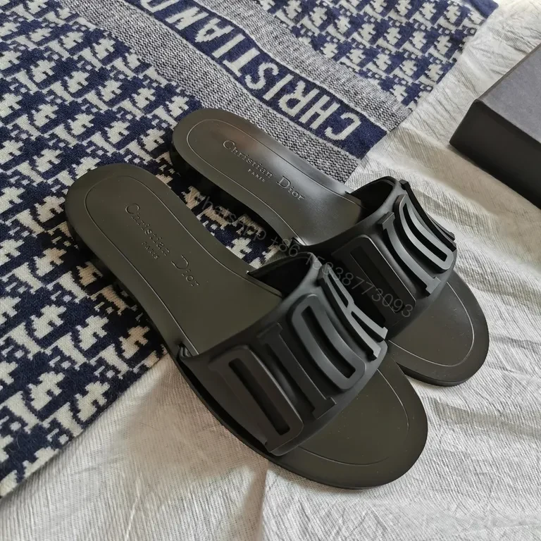 View 7 of DIOR-Inspired Bold Slides: Designer Logo, Comfort Footbed, Water-Resistant