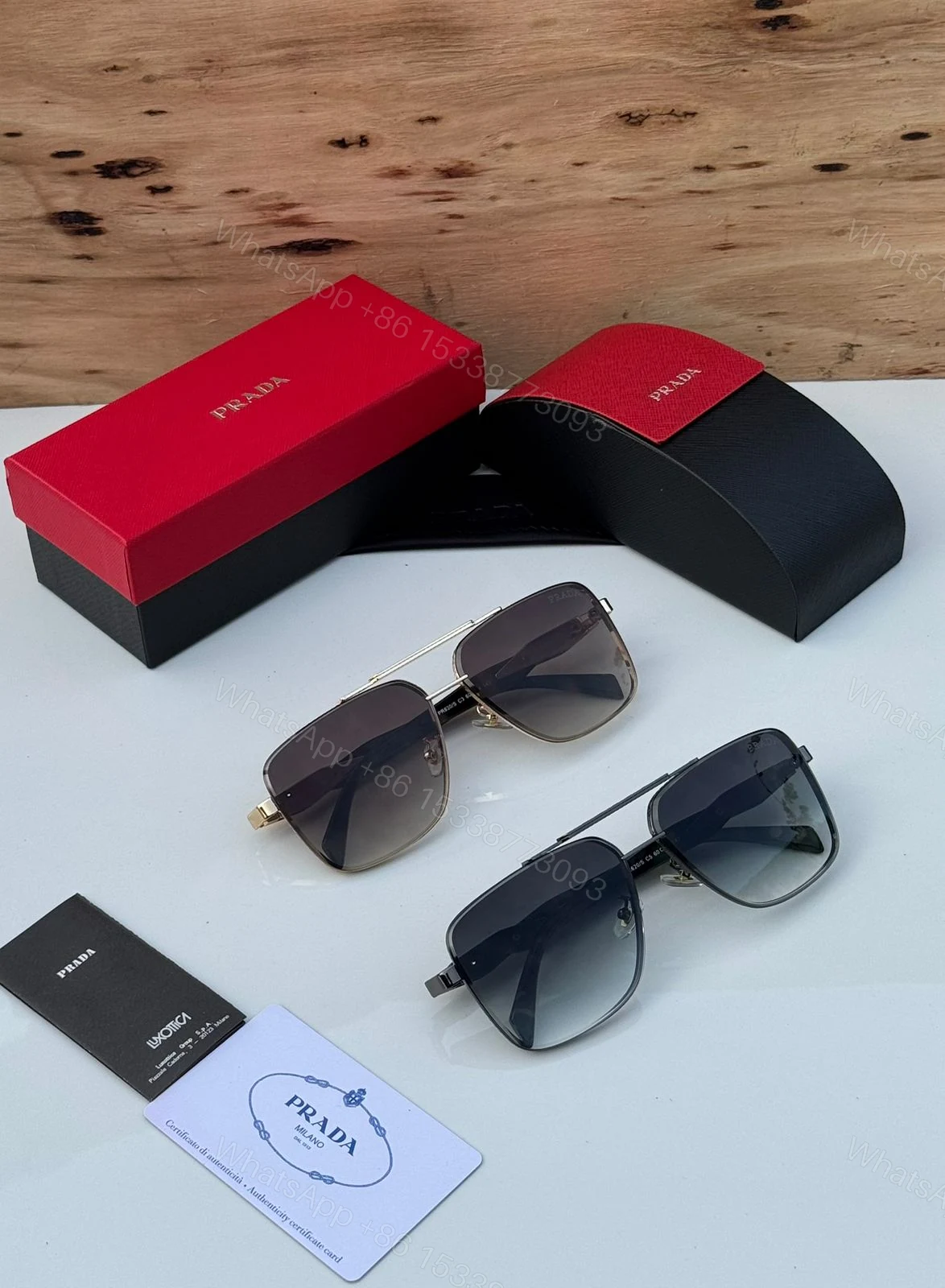 View 10 of Prada Square Aviator Black-Gold Gradient Unisex